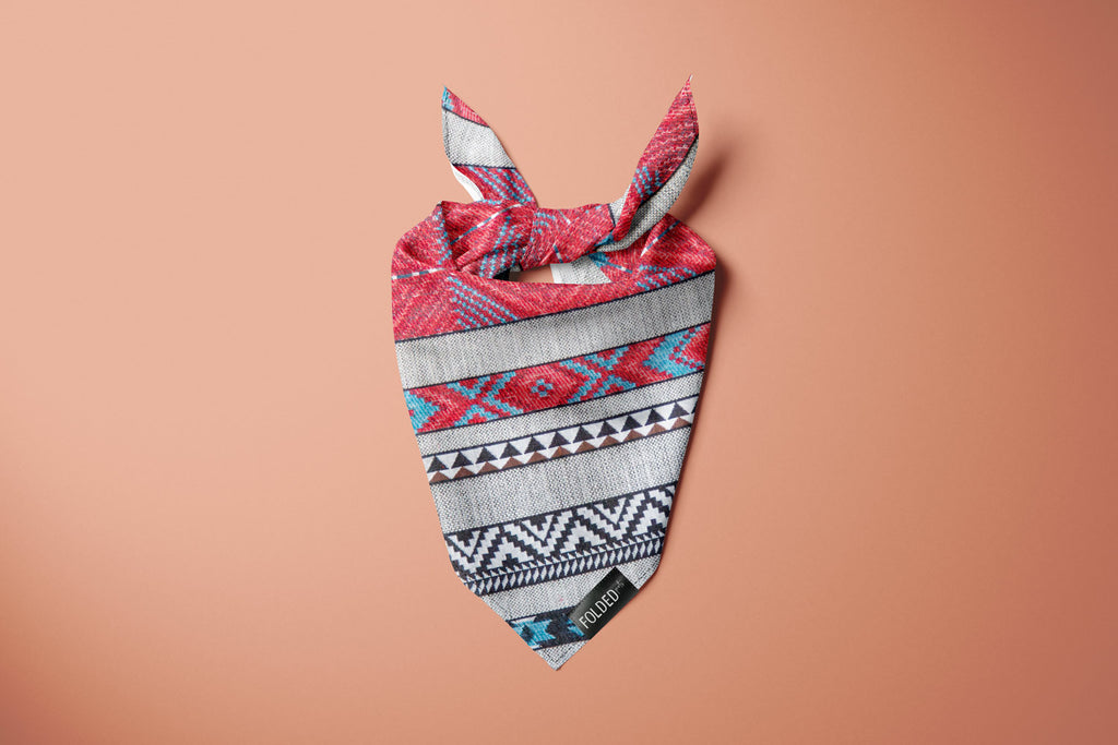 aztec red and grey dog bandana